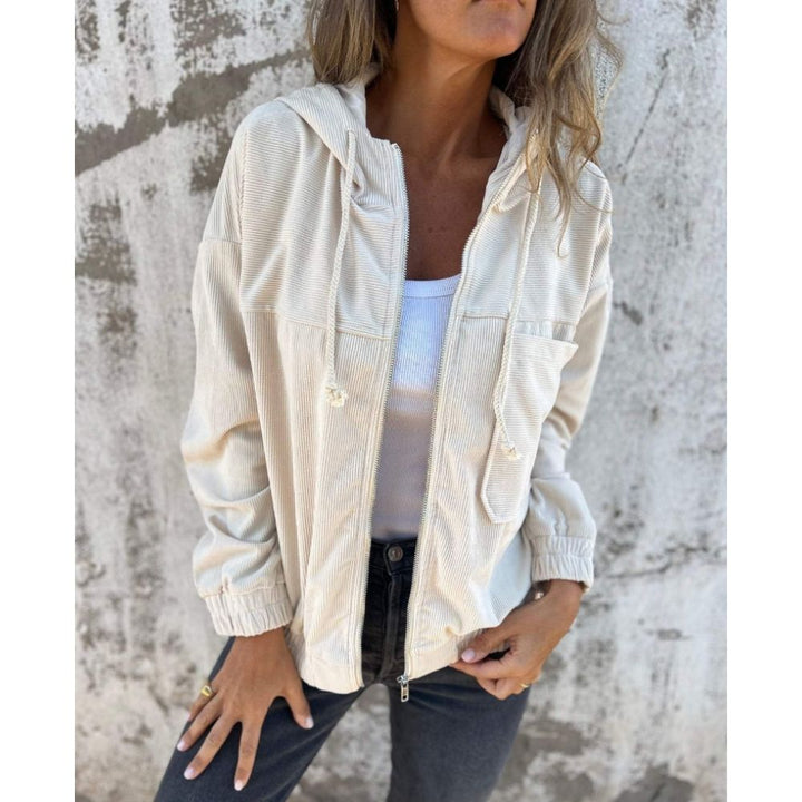 Ella™ | Corduroy Hooded Jacket with Zipper