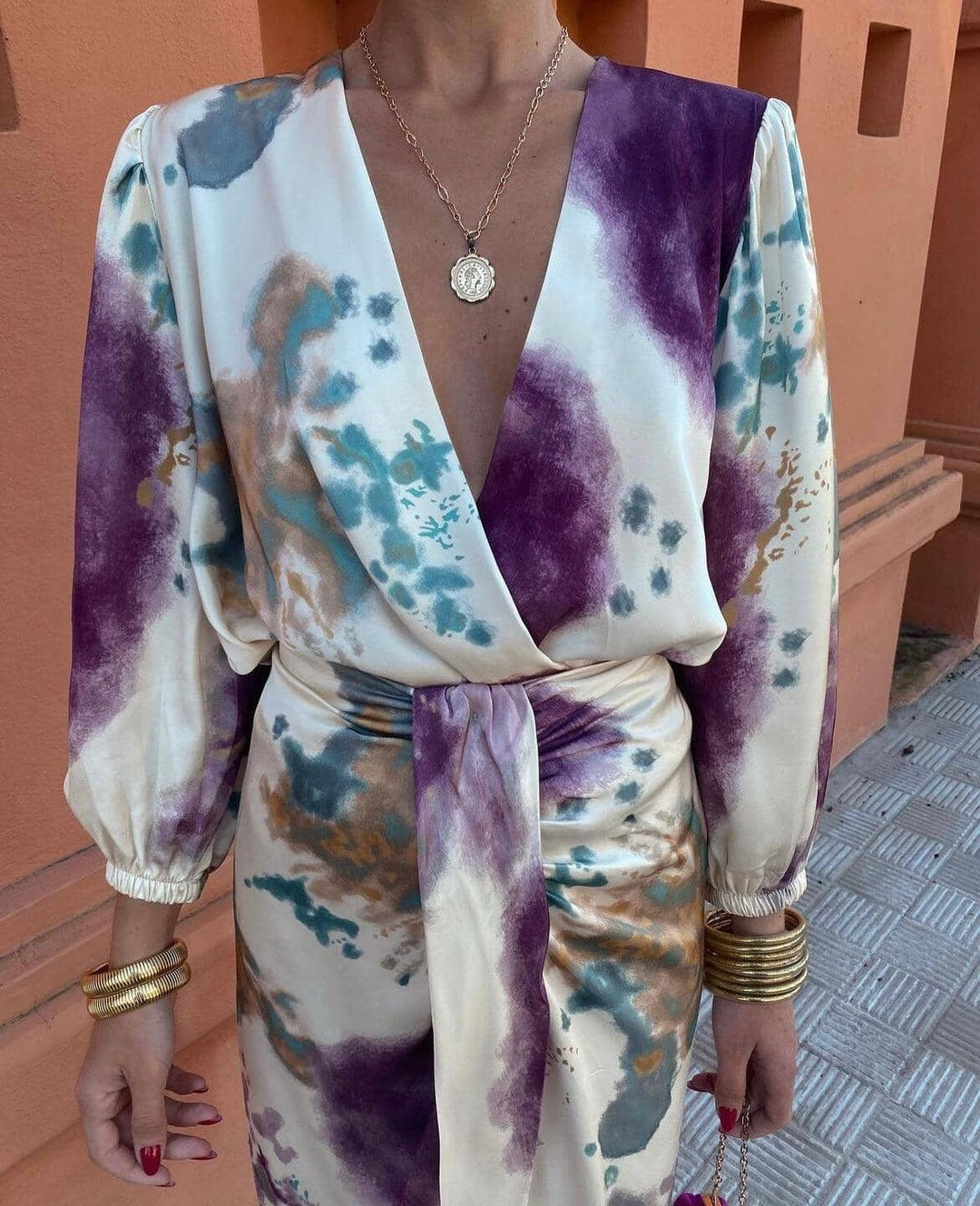 Elara | Watercolor Wrap Dress