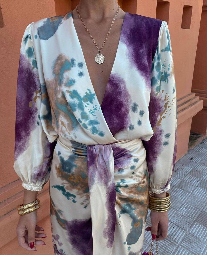 Elara | Watercolor Wrap Dress