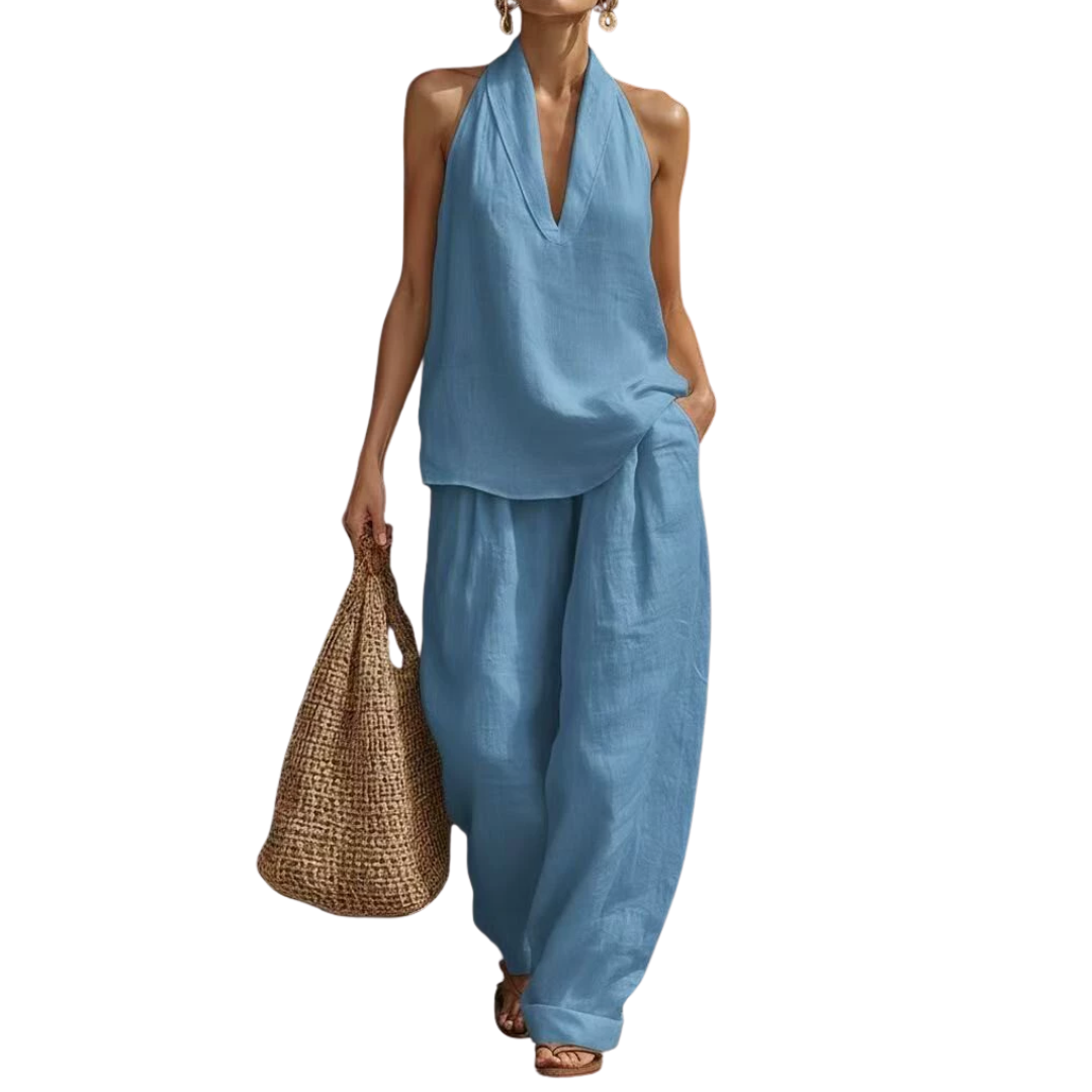 Zuri™ | Effortless Halter Wide-Leg Jumpsuit