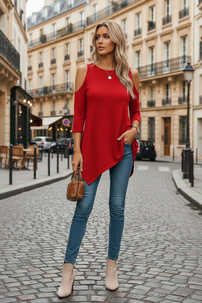 Sophia™ — Flowy Cold Shoulder Top