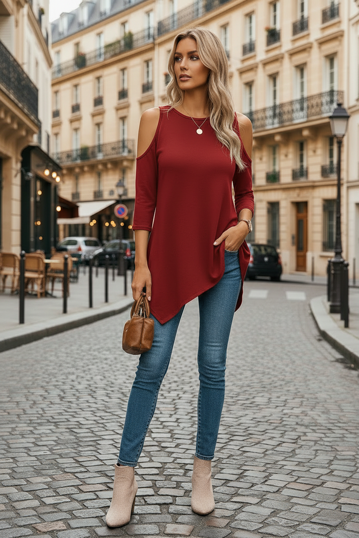 Sophia™ — Flowy Cold Shoulder Top