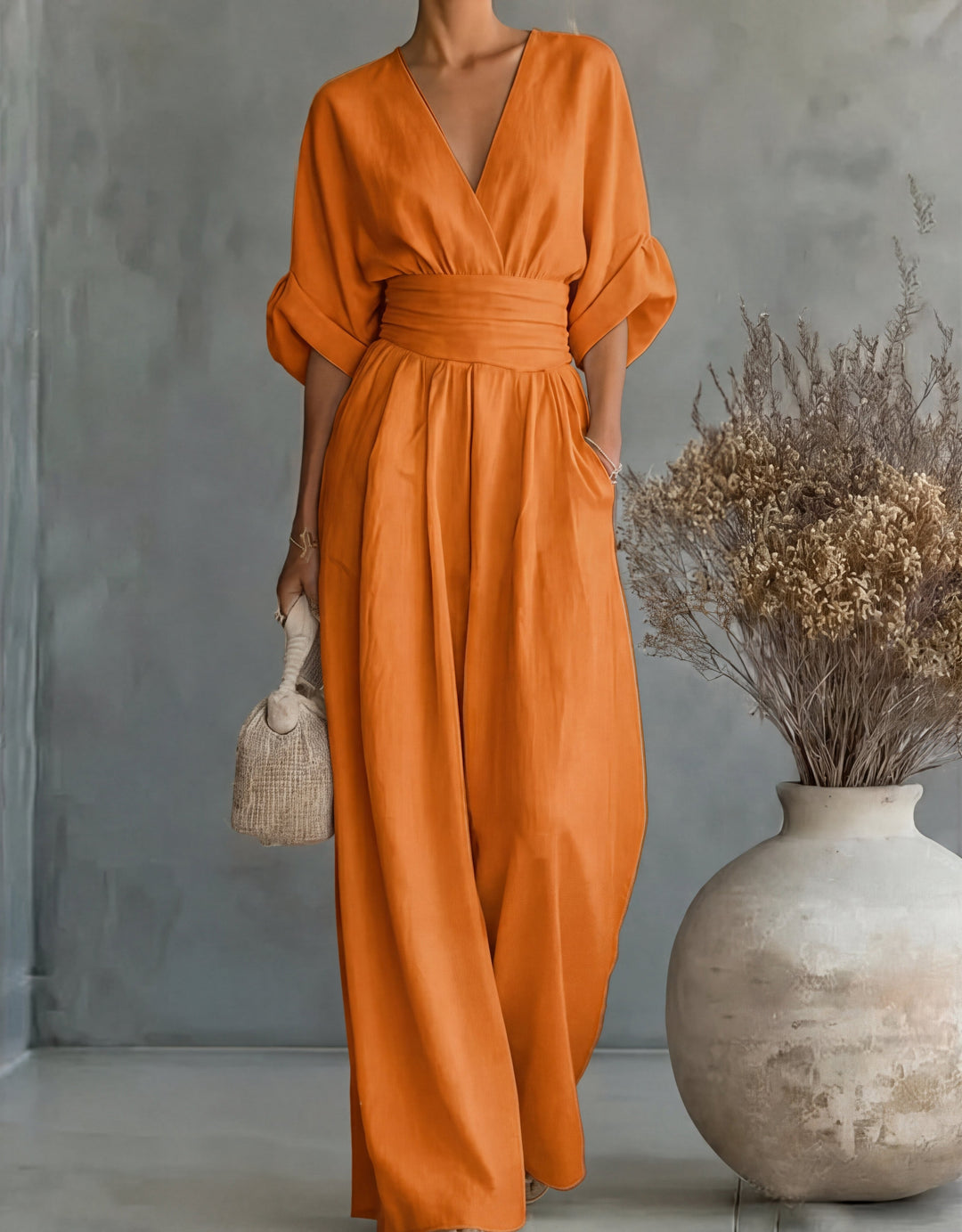 Daniela™ | Elegant V-Neck Wide Leg Jumpsuit