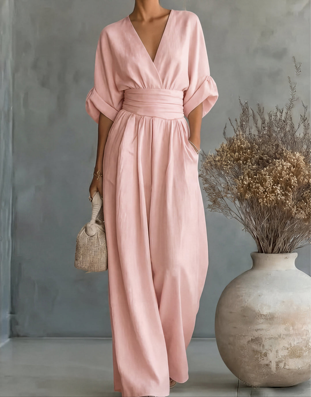 Daniela™ | Elegant V-Neck Wide Leg Jumpsuit