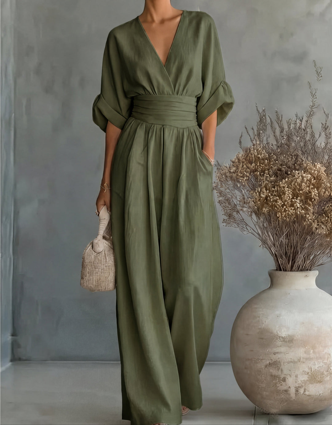 Daniela™ | Elegant V-Neck Wide Leg Jumpsuit