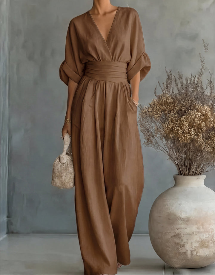Daniela™ | Elegant V-Neck Wide Leg Jumpsuit