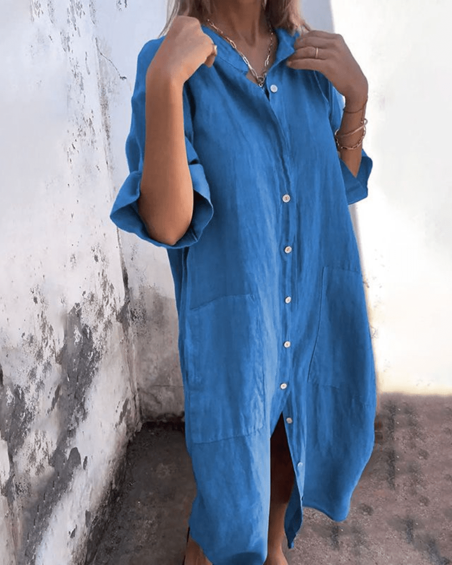 Harper™ | Relaxed Button-Up Shirt Dress for Effortless Everyday Style