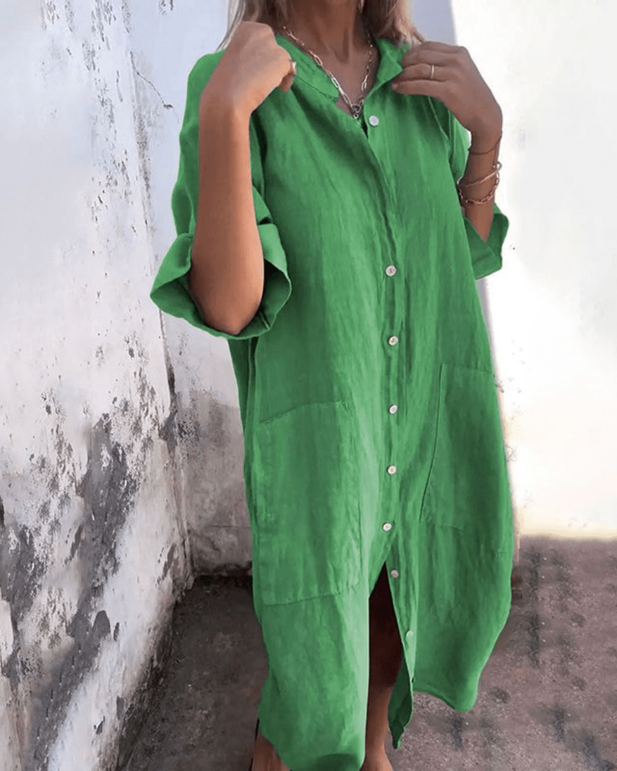 Harper™ | Relaxed Button-Up Shirt Dress for Effortless Everyday Style