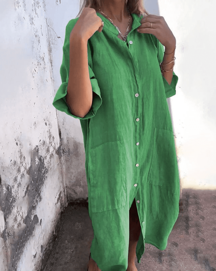Harper™ | Relaxed Button-Up Shirt Dress for Effortless Everyday Style