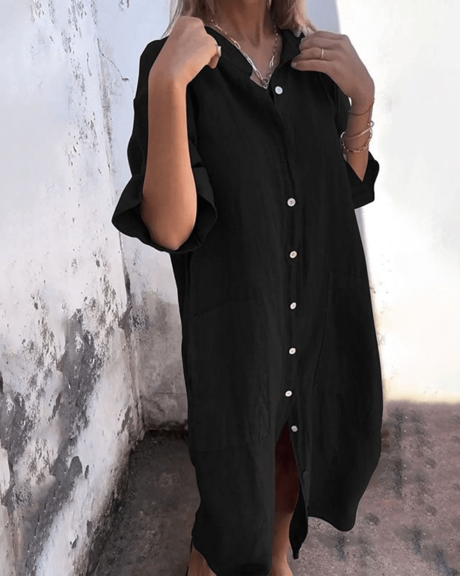 Harper™ | Relaxed Button-Up Shirt Dress for Effortless Everyday Style