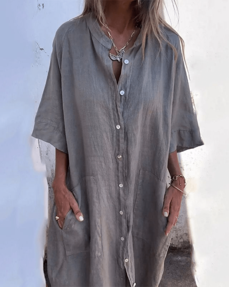 Harper™ | Relaxed Button-Up Shirt Dress for Effortless Everyday Style