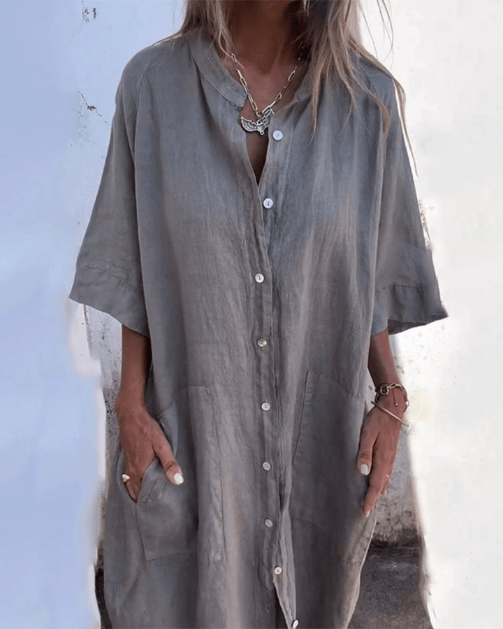 Harper™ | Relaxed Button-Up Shirt Dress for Effortless Everyday Style