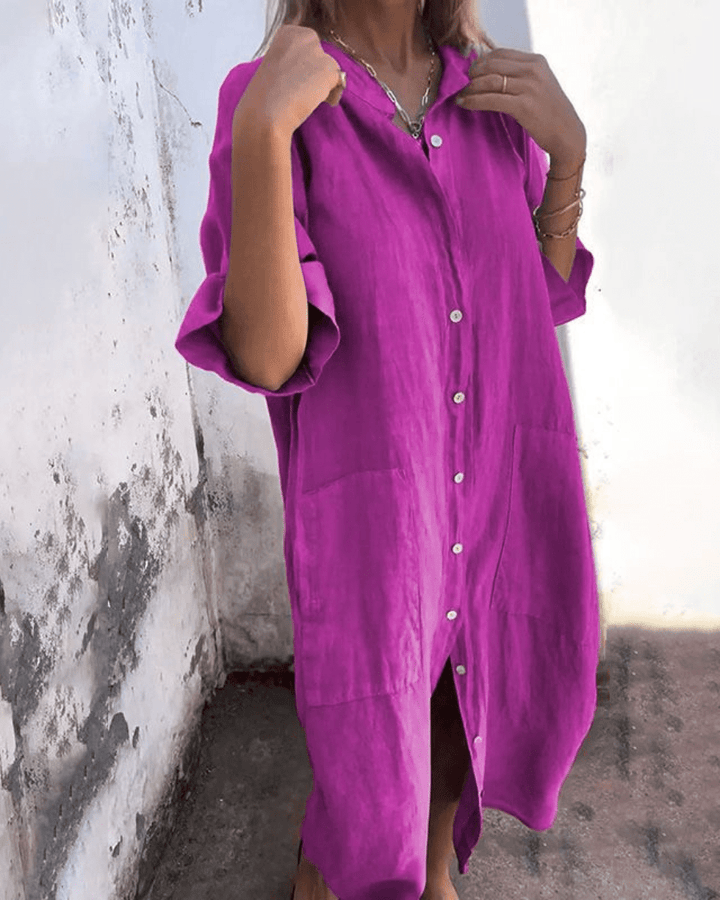 Harper™ | Relaxed Button-Up Shirt Dress for Effortless Everyday Style