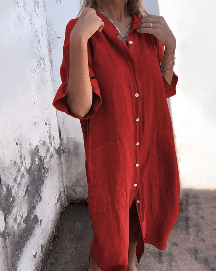 Harper™ | Relaxed Button-Up Shirt Dress for Effortless Everyday Style