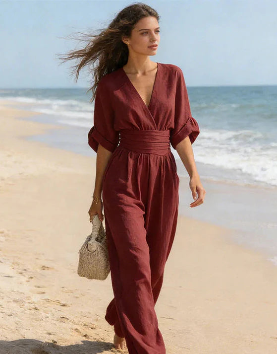 Daniela™ | Elegant V-Neck Wide Leg Jumpsuit